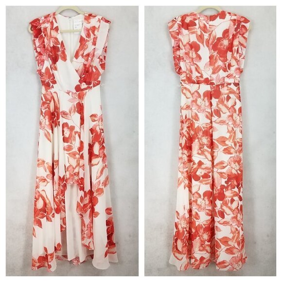 Eliza J Size 2 Asymmetrical high-low floral maxi dress NEW with a flaw - Picture 1 of 13